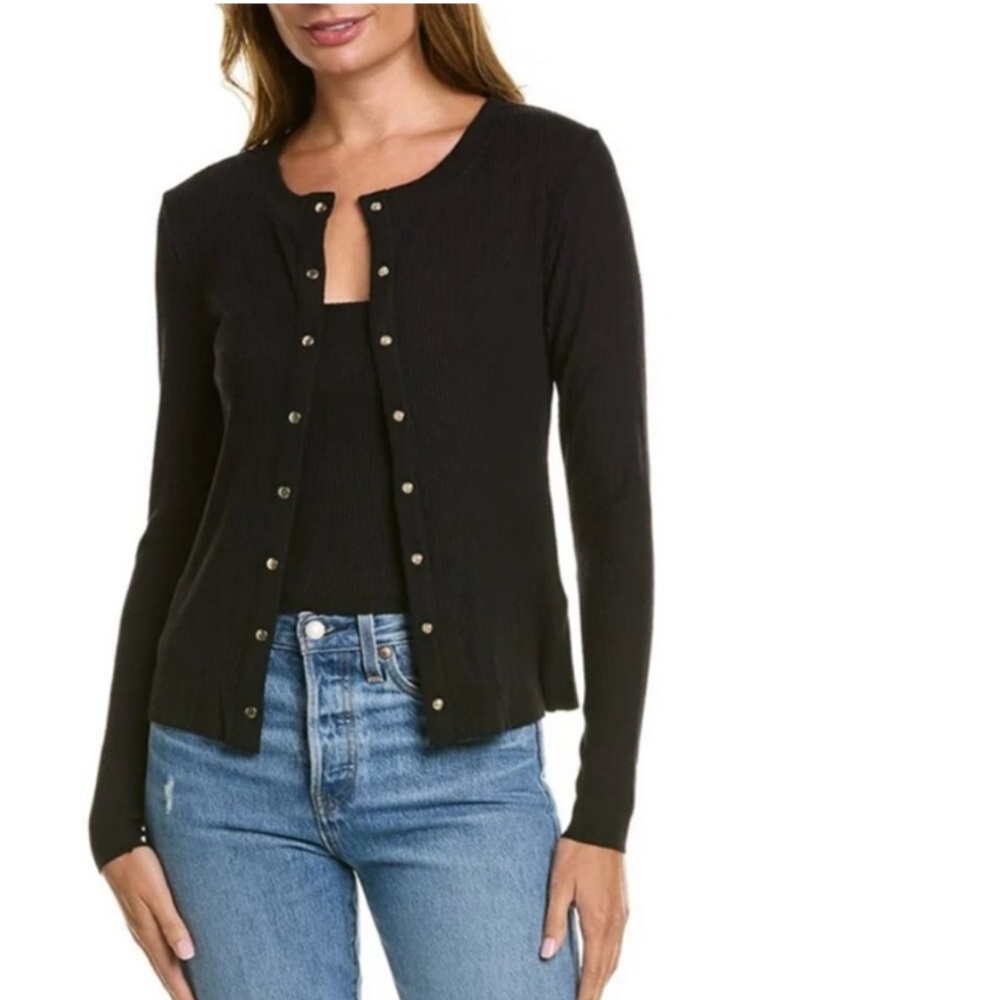 Nation LTD Nona Ribbed Knit Signature Snap-up Cardigan